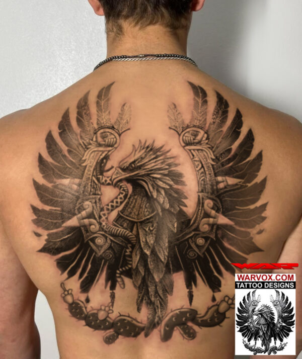 Mexican Eagle Fighting Rattlesnake Tattoo ₪ AZTEC TATTOOS ₪ Warvox