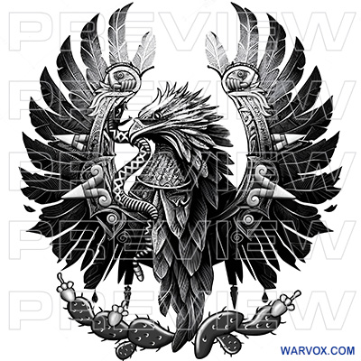 Mexican Eagle Fighting Rattlesnake Tattoo - ₪ AZTEC TATTOOS ₪ Warvox Aztec Mayan Inca Tattoo Designs