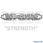 strenght mayan glyphs tattoo design