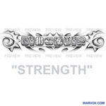 strenght mayan glyphs tattoo design