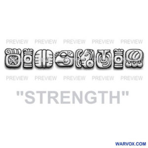 strength mayan glyphs tattoo design