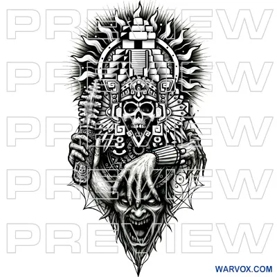 Tikal Pyramid Sacrifice Tattoo Design warvox intant download